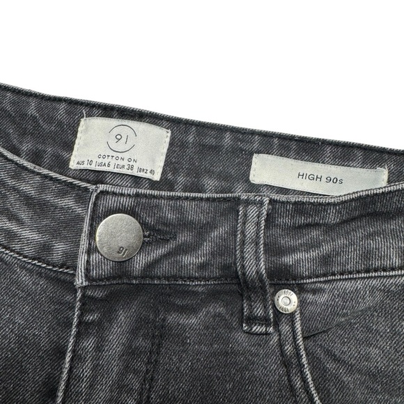 Cotton On 91 High 90s Mom Jeans US Size 6 Faded Black Gray Distressed High Waist - Picture 5 of 11
